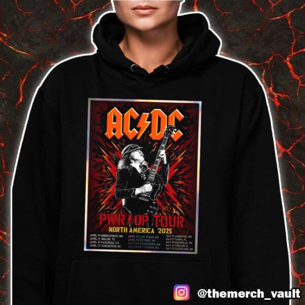 AC/DC PWP UP Tour North America 2025 Angus Poster Tour Dates With Rainbow Foil High Voltage Artwork Merch Unisex T-Shirt