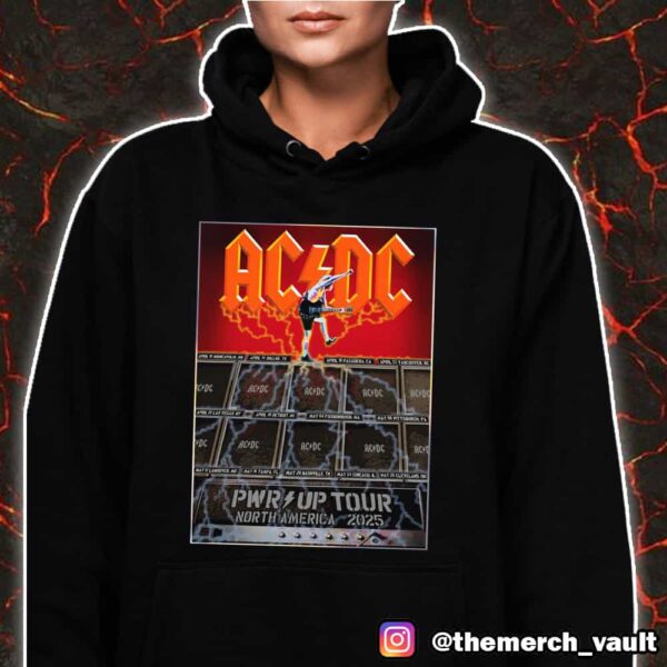 AC/DC PWR UP Tour North America 2025 Angus Tour Dates Poster Amps High Voltage Rainbow Foil Artwork Merch Unisex T-Shirt