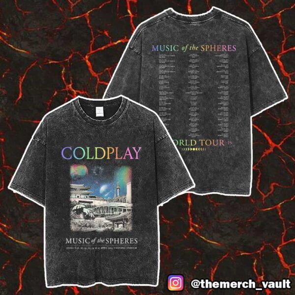 Coldplay Music Of The Spheres Seoul April 2025 At Goyang Stadium Limited Edition Tour Unisex Washed T-Shirt