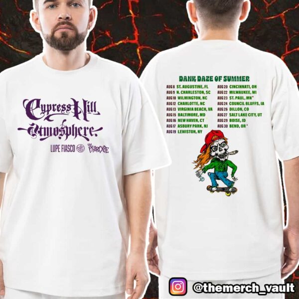 Cypress Hill x Atmosphere x Lupe Fiasco x The Pharcyde Lives Dank Daze Of Summer Tour Dates 2025 Unisex T-Shirt Merch