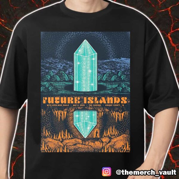 Event Poster For Future Islands In The Caverns With Open Mike Eagle May 2 2025 By Status Serigraph Merch Unisex T-Shirt