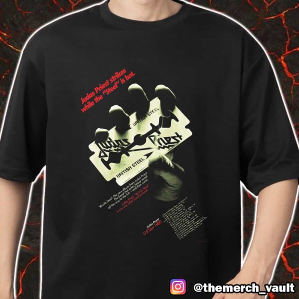Judas Priest Strikes While The Steel Is Hot British Steel Vintage Tour Poster Tribute To Legendary 1980 US Tour Merch Unisex T-Shirt