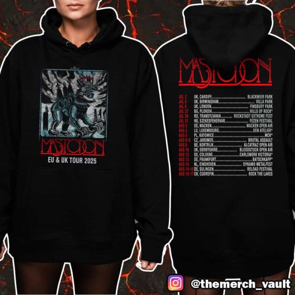 Official Band Mastodon EU-UK Tour 2025 Festival Dates This Summer With Tour Dates Print On Back Unisex T-Shirt Merchandise
