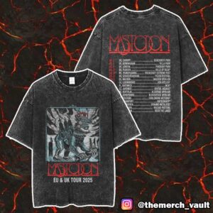 Official Band Mastodon EU-UK Tour 2025 Festival Dates This Summer With Tour Dates Print On Back Unisex Washed T-Shirt