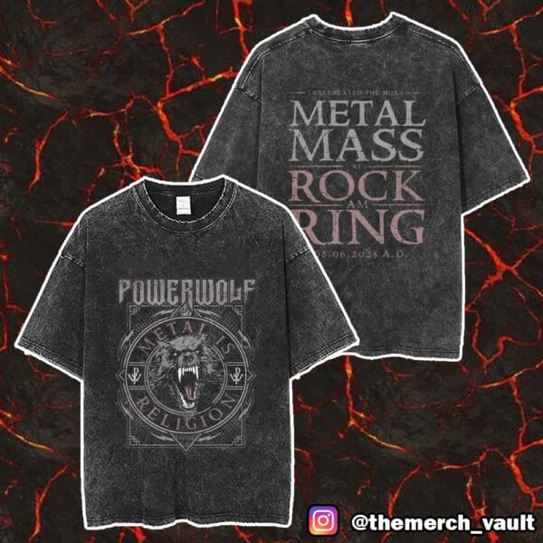 Official Powerwolf Holy Metal Mass At Rock Am Ring 8 June 2025 Unisex Washed T-Shirt
