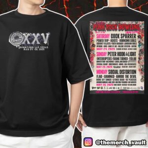 25 Years Of Punk Rock Bowling And Music Festival May 24-26 2025 Downtown Las Vegas Events Center Poster Line Up Backprint Unisex T-Shirt Merchandise