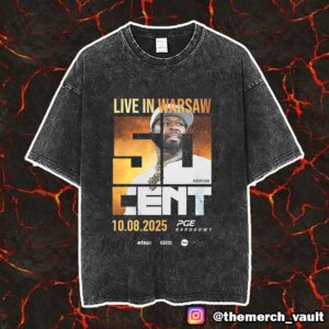 50 Cent Live In Warsaw August 10 2025 To PGE Narodowy Artwork Vintage Washed Unisex T-Shirt