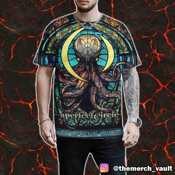 A Perfect Circle Event Poster Show May 6 2025 At Hard Rock Live Hollywood Florida Artwork Design By Joey Remmers All Over Print Graphic Tee