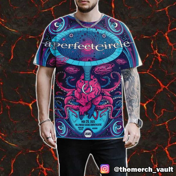 A Perfect Circle Poster Event Show Artwork By Dave Caron May 29 2025 At Hollywood Casino Amphitheatre Maryland Heights MO All Over Print Graphic T-Shirt, Hoodie