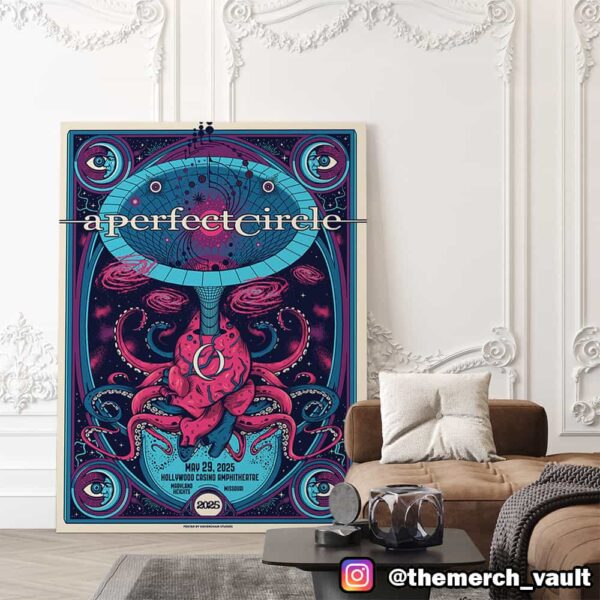 A Perfect Circle Poster Event Show Artwork By Dave Caron May 29 2025 At Hollywood Casino Amphitheatre Maryland Heights MO Poster Canvas Home Decor