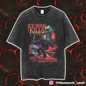 A Work Of Art Ice Nine Kills Half Way To Halloween 2025 The Night He Came To Shred Unisex Vintage Washed T-Shirt