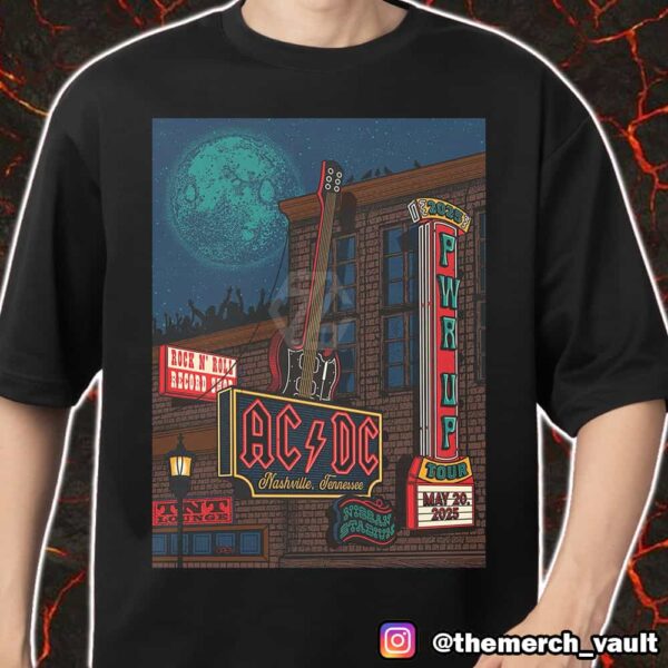 AC/DC PWR Tour North American May 20 2025 Poster Event At The Dive Bar Pop Up And Nissan Stadium Nashville Tennesee Artwork By Status Serigraph Merch Unisex T-Shirt