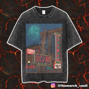 AC/DC PWR Tour North American May 20 2025 Poster Event At The Dive Bar Pop Up And Nissan Stadium Nashville Tennesee Artwork By Status Serigraph Vintage Washed Unisex T-Shirt