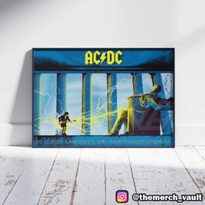 AC/DC PWR UP Tour 2025 Official Landover MD Pop Up Concert Poster Exclusive May 12 2025 At Northwest Stadium Landscape Poster Canvas