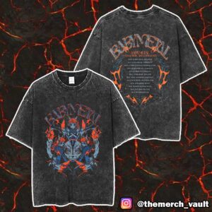 Babymetal UK Europe Arena Tour 2025 123 Thunder Tee With Tour Dates Print On Back Unisex Washed T-Shirt