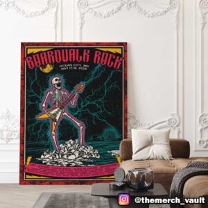Boardwalk Rock Festival 2025 May 17-18 2025 Ocean City MD Poster Event Skeleton Rock Artwork Line Up Poster Canvas Home Decor