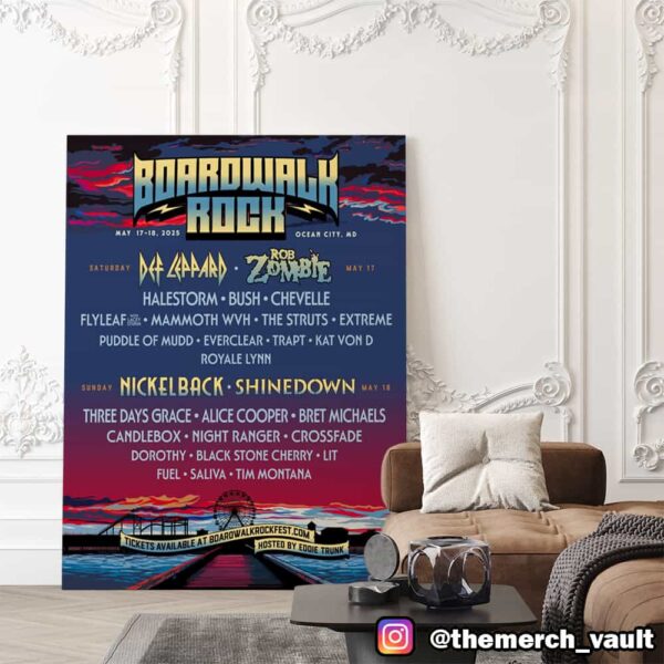 Boardwalk Rock Festival May 17-18 2025 At Ocean City MD Poster Line Up Merch Poster Canvas Home Decor