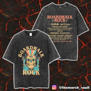 Boardwalk Rock Festival May 17-18 2025 At Ocean City MD Skull Lineup Tee Exclusive Merch Unisex Two Sided Washed T-Shirt