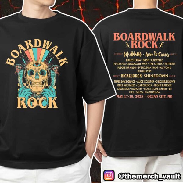 Boardwalk Rock Festival May 17-18 2025 At Ocean City MD Skull Lineup Tee Exclusive Unisex T-Shirt Merchandise