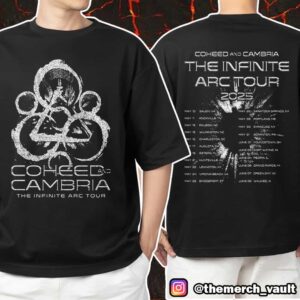 Coheed And Cambria The Infinite Arc Tour 2025 With Tour Dates Print On Back Unisex T-Shirt Merchandise