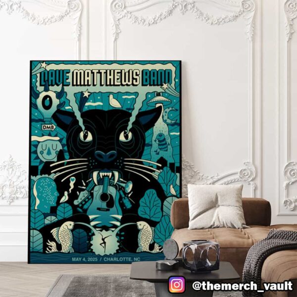 Dave Matthews Band Darth Panther Poster Artwork By Robert Lee May 4 2025 At Charlotte NC Canvas Poster