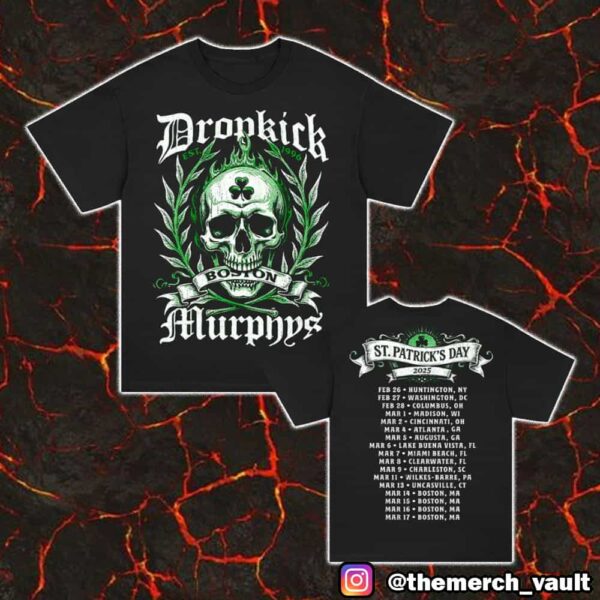 Dropkick Murphys Skull St Patrick’s Day 2025 Tour Dates Unisex T-Shirt