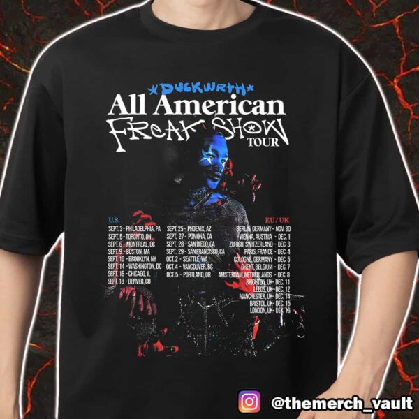 Duckwrth All American Freak Show Tour 2025 North America And EU-UK Tour Dates Poster Event Merch Unisex T-Shirt