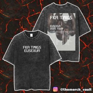 FKA Twigs Eusexua 2025 Tour Poster Tour Dates Unisex Two Sided Washed T-Shirt