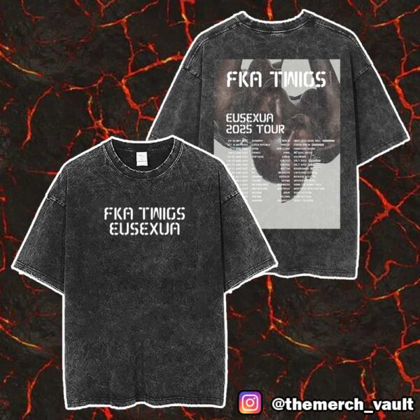 FKA Twigs Eusexua 2025 Tour Poster Tour Dates Unisex Two Sided Washed T-Shirt