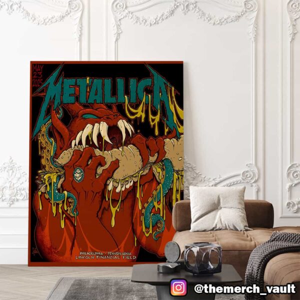 First Night Metallica M72 Philly North American Tour May 23 2025 At Philadelphia Pennsylvania Lincoln Financial Field Artwork By Tony Squindo Poster Canvas Home Decor
