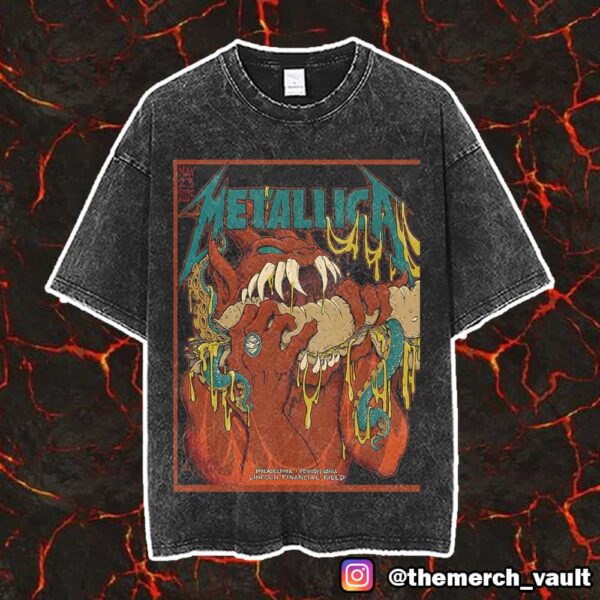First Night Metallica M72 Philly North American Tour May 23 2025 At Philadelphia Pennsylvania Lincoln Financial Field Artwork By Tony Squindo Vintage Washed Unisex T-Shirt