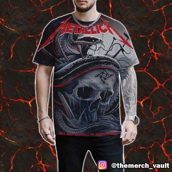 First Night Of Metallica M72 Nashville North America Tour Pop Up Event Poster By Maxxer242 No Repeat Weekend May 1 2025 At Nissan Stadium All Over Print Graphic Tee
