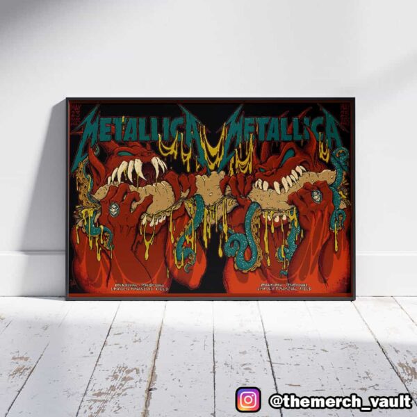 Full Shows Metallica M72 Philly North American Tour May 23-25 2025 At Philadelphia Pennsylvania Lincoln Financial Field Artwork By Tony Squindo Landscape Poster Canvas