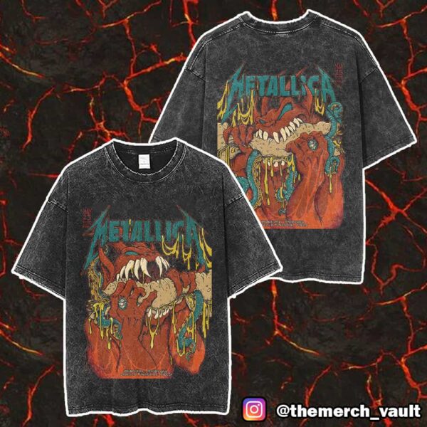 Full Shows Metallica M72 Philly North American Tour May 23-25 2025 At Philadelphia Pennsylvania Lincoln Financial Field Artwork By Tony Squindo Merch Unisex Two Sided Washed T-Shirt
