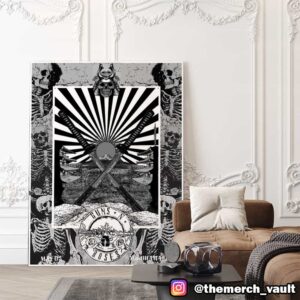 Guns N’ Roses 2025 Tour At Yokohama Japan May 5 2025 Poster Event By Ramiro Samurai Artwork Black And White Style Canvas Poster