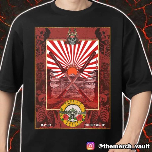 Guns N’ Roses 2025 Tour At Yokohama Japan May 5 2025 Poster Event By Ramiro Samurai Artwork Style Merch Unisex T-Shirt
