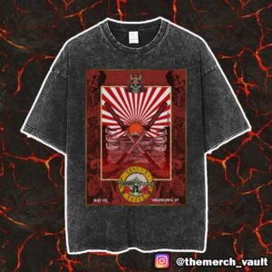 Guns N’ Roses 2025 Tour At Yokohama Japan May 5 2025 Poster Event By Ramiro Samurai Artwork Style Unisex Vintage Washed T-Shirt