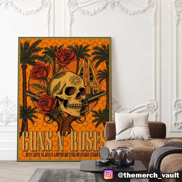 Guns N’ Roses Event Poster Tour May 20th 2025 At Al Dana Amphitheatre Manama Bahrain Poster Canvas Home Decor