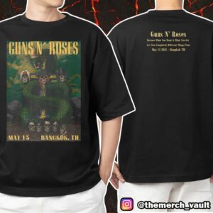 Guns N’ Roses Event Tour Poster May 13 2025 At Thunder Dome Muang Thong Thani Bangkok Thailand Artwork Design By hard.sk00l Unisex T-Shirt Merchandise