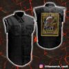 Metallica M72 Virginia Tech 2025 In Blacksburg VA Lane Stadium May 7 2025 Skeleton Mascot HokieBird Sleeveless Denim Jacket Shirt