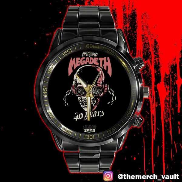 Half Sumo x Megadeth June 12 2025 Celebrate 40 Years Of Killing Is My Business And Business Is Good Time Teller Black Stainless Steel Watch