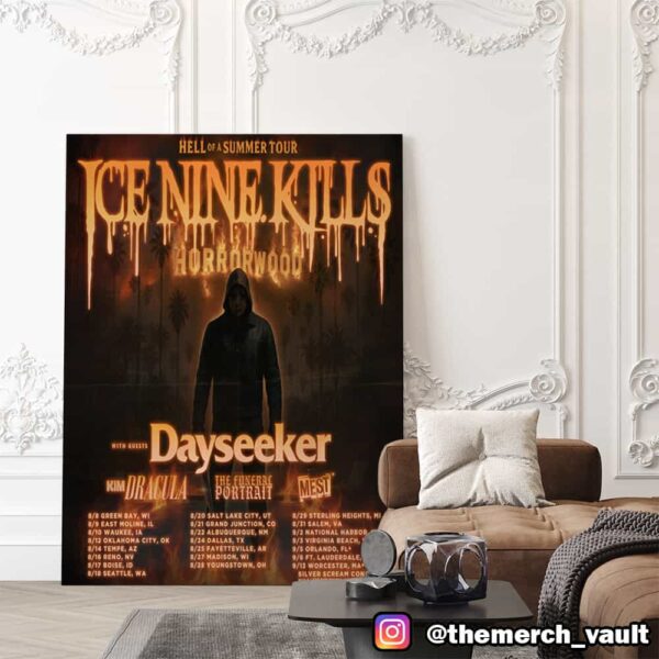 Ice Nine Kills Hell Of A Summer Tour Horrowood With Dayseeker x Kim Dracula x The Funeral Potrait x Mest Tour Dates Poster 2025 Poster Canvas Home Decor