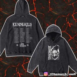 Ice Nine Kills The Silver Scream Tour 2025 Art The Clown Artwork With Tour Dates Print On Back Unisex Washed T-Shirt