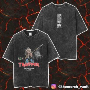 Iron Maiden Eddie Trooper Crew Republic Progressive Lager Run For Your Lives World Tour 2025-26 Limited Edition Merch Unisex Two Sided Washed T-Shirt