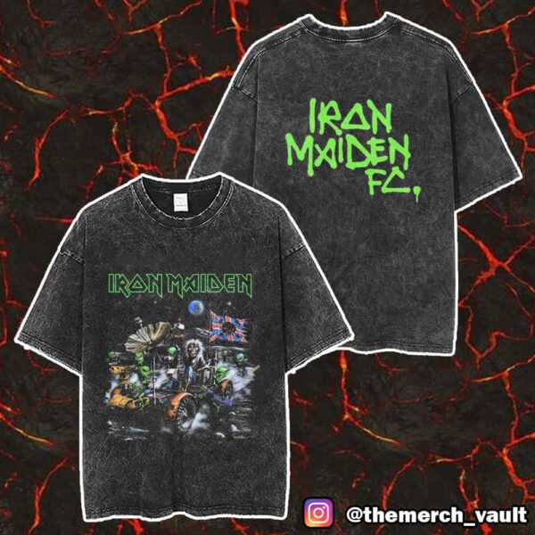 Iron Maiden FC Exclusive Eddie And The Aliens Merch Unisex Two Sided Washed T-Shirt