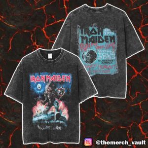 Iron Maiden Run For Your Lives Est 1975 World Tour 2025 Eddie In Budapest Arena Hungary 27-28 May 2025 Merch Unisex Two Sided Washed T-Shirt