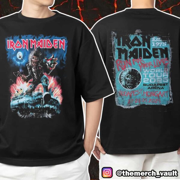 Iron Maiden Run For Your Lives Est 1975 World Tour 2025 Eddie In Budapest Arena Hungary 27-28 May 2025 Unisex T-Shirt Merchandise