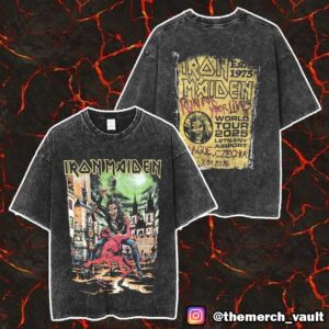 Iron Maiden Run For Your Lives Est 1975 World Tour 2025 Eddie In Prague Czechia Letnany Airport May 31 2025 Merch Unisex Two Sided Washed T-Shirt