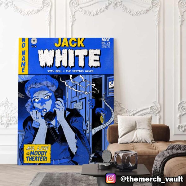 Jack White With Bell And The Vertigo Waves Night 1 Poster By Johnny Dombrowski For ACL Live At The Moody Theater May 4 2025 Austin TX Canvas Poster