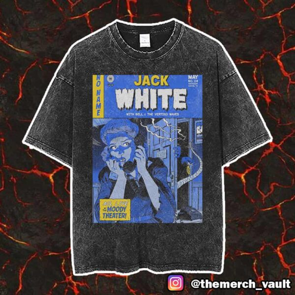 Jack White With Bell And The Vertigo Waves Night 1 Poster By Johnny Dombrowski For ACL Live At The Moody Theater May 4 2025 Austin TX Unisex Vintage Washed T-Shirt